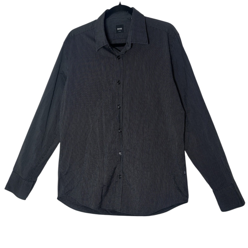 Hugo Boss Dress Shirt Men's‎ Large Fitted Button Up Long Sleeve Career Designer